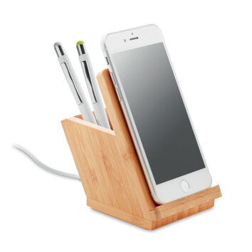 Bambus-Gehäuse. Inkl. Smartphone-Halter und Stiftehalter