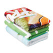 Full Color bedruckte Strandtücher aus Polyester (40%) und Baumwolle (60%).