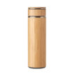 Doppelwandige Isolierflasche aus Edelstahl mit Bambus-Finish - bedruckbar