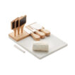 Käseplatte aus Marmor mit 3 Käsewerkzeugen aus Bambus und Edelstahl und 3 Appetizer-Markern - bedruckbar