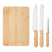 Set mit Schneidebrett aus Bambus und 3 Messern - bedruckbar
