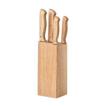 Holz-Messerblock mit mehreren Messern als Werbeprodukt