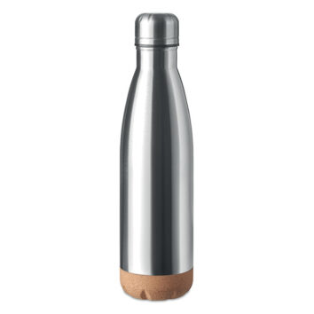 Doppelwandige Isolierflasche aus Edelstahl mit einem in Kork abgesetzten Boden - bedruckbar