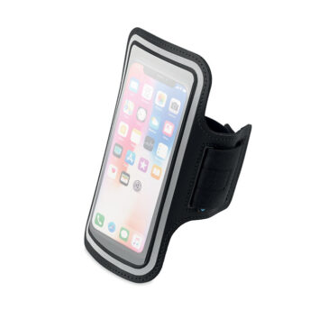 Verstellbare Oberarmtasche aus Neopren mit einer transparenten Vorderseite mit reflektierenden Details für das Smartphone - bedruckbar