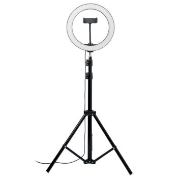 Selfie-Set mit LED-Ringleuchte 26 cm, Dreibein-Stativ und Smartphone-Halterung - bedruckbar