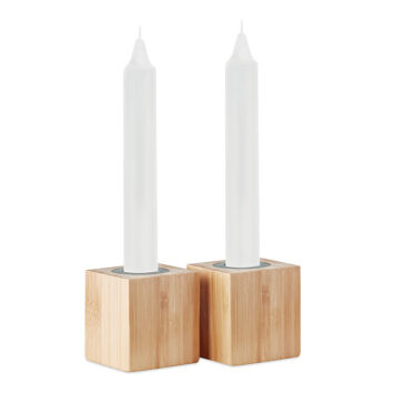 Set mit Kerzen und Haltern aus Bambus - bedruckbar