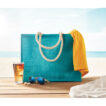 Einkaufs- oder Strandtasche aus laminierter Jute, kurze Tragegriffe aus Baumwolle - bedruckbar