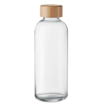 Trinkflasche aus Glas mit Verschluss aus Bambus 650 ml - bedruckbar