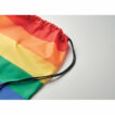 Regenbogenfarbiger Beutel mit Kordelzug aus 210D RPET-Polyester mit PP-Kordeln - bedruckbar