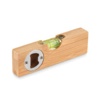 Kleine Wasserwaage aus Bambus mit integriertem Kapselheber aus Zinn - bedruckbar
