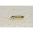 Spike ball game with yellow ball on sand. Summer game concept