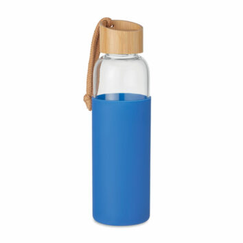 Trinkflasche aus Glas mit Silikon-Schutzhülle- bedruckbar