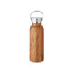 Doppelwandige Isolierflasche aus recyceltem Edelstahl in Holzoptik - bedruckbar