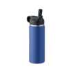 Doppelwandige Isolierflasche aus recyceltem Edelstahl | Verschluss aus PP mit integriertem Trinkhalm und Schlaufe - bedruckbar
