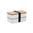 Lunchbox aus recyceltem PP mit 2 Ebenen und Deckel aus Bambus - bedruckbar