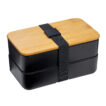schwarze Lunchbox mit Bambus und Besteck - bedruckbar