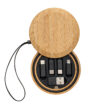 6-in-1 Kabelset in handlicher Bambus-Box | Adapter zum Laden diverser Endgeräte - bedruckbar