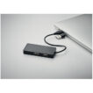USB Hub aus recyceltem Aluminium mit Ladekabel | 20 cm Kabellänge - bedruckbar