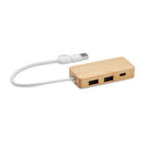 3 Port USB - C / A - Hub | Gehäuse aus Bambus - bedruckbar