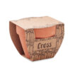 Terrakotta-Topf aus Ton mit ''Kresse''-Samen - bedruckbar