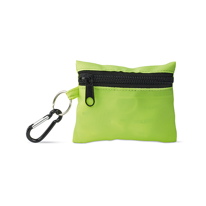 Erste-Hilfe-Set grün in kleine Tasche mit Karabiner bedruckbar - MÜNCHEN- WERBEARTIKEL.de